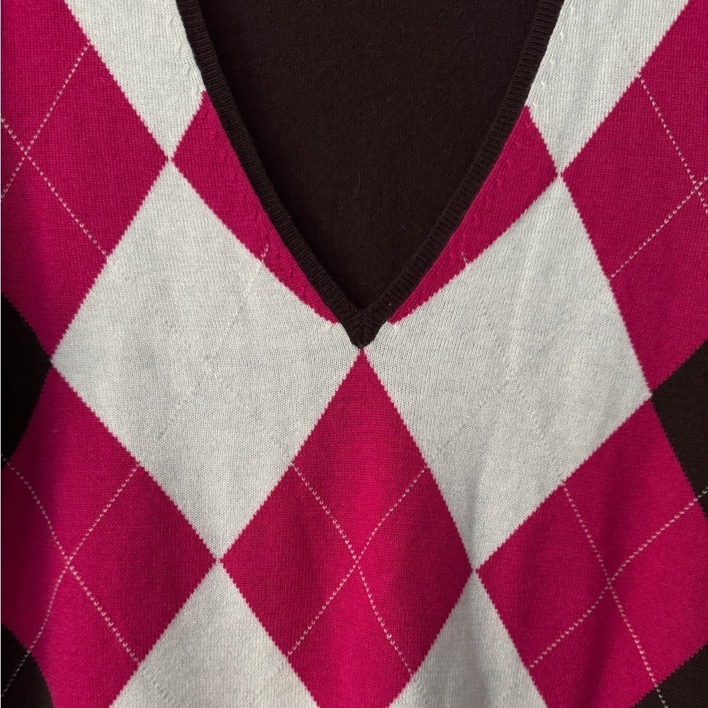 Vintage J.Crew Wool Cashmere Blend Argyle V-Neck Sweater Size M - Picture 3 of 7